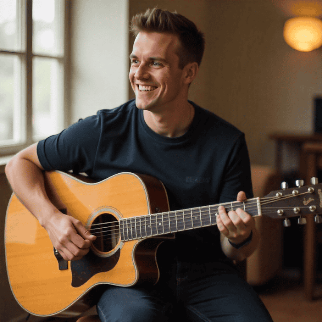 Guitar instructor demonstrating chord techniques